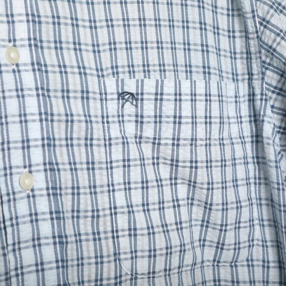 Arnold Palmer Check Short Sleeve Button Down Shirt Blue Lightweight - Picture 9 of 9